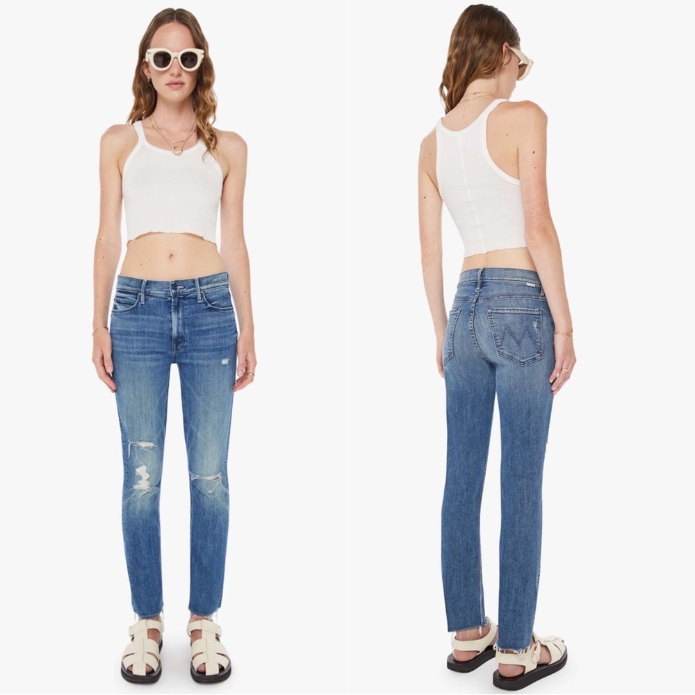 MOTHER The Mid Rise Dazzler Ankle Fray In Weekend Warrior Size 25